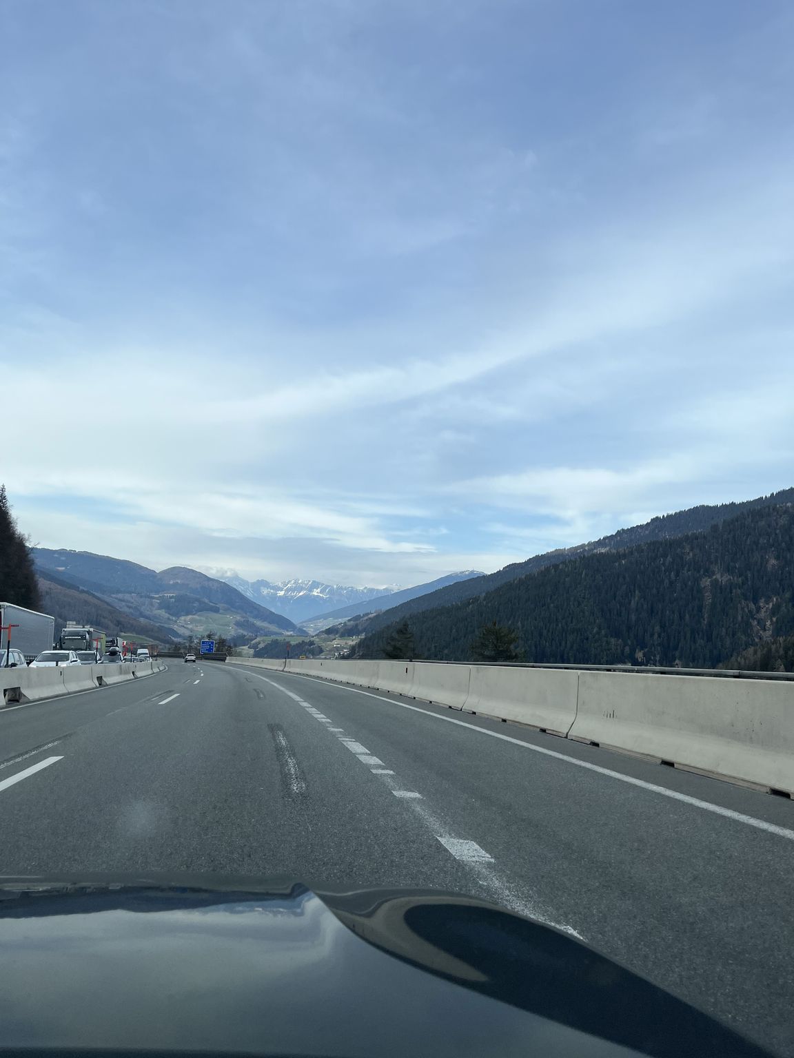 Coasting down a Alpine highway