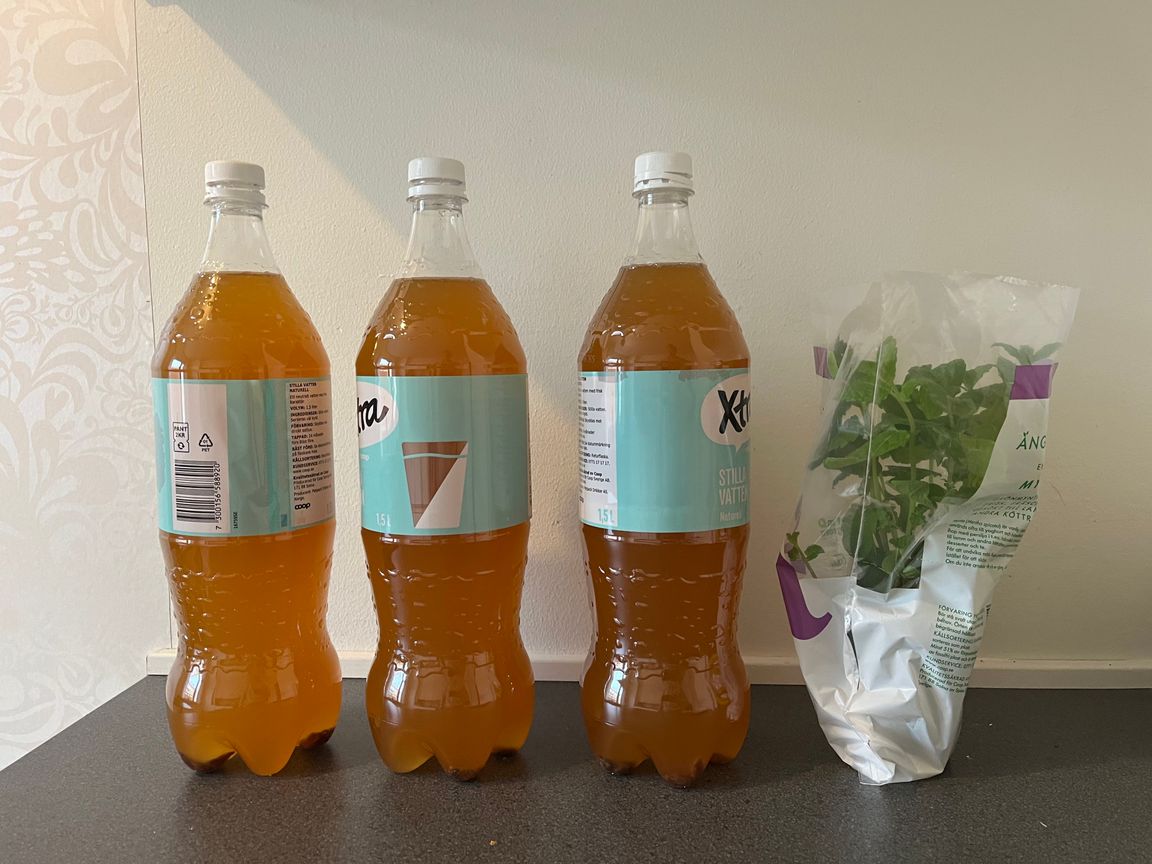 Bottled mead ready to go to the fridge for a few days of brewing